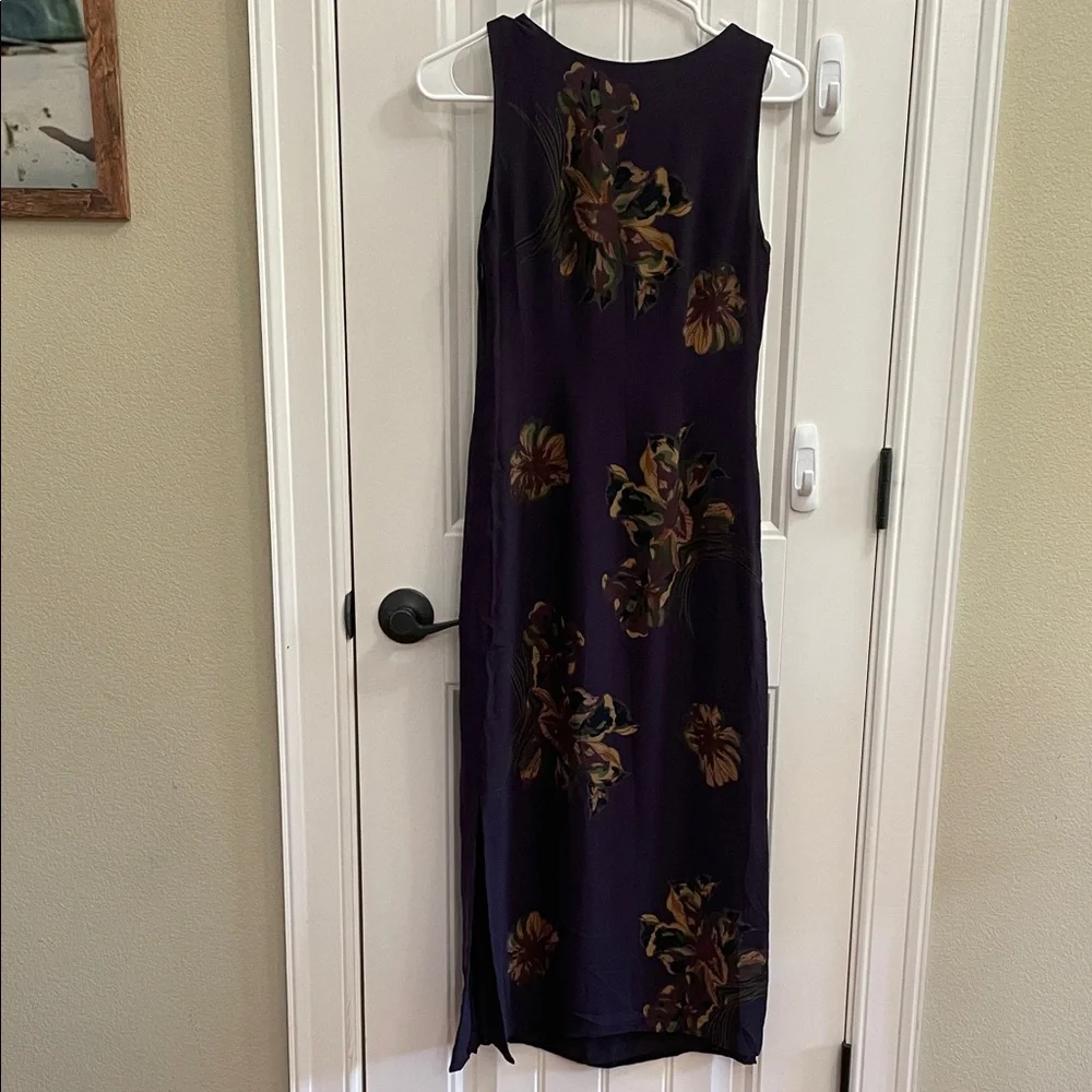Silk Sleeveless Midi Dress in Deep Purple Floral - Picture 4 of 7